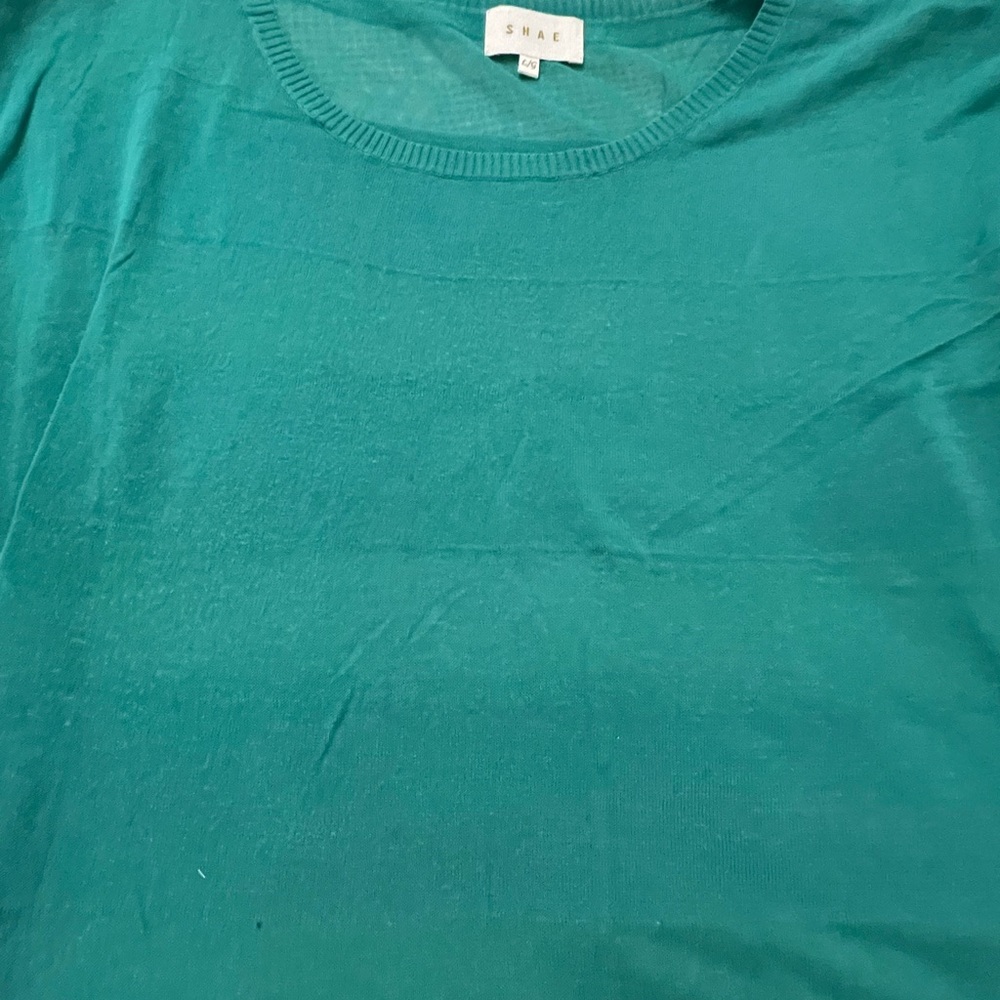 Anthropologie Green Blouse Classic Knit Top size m - Picture 2 of 4